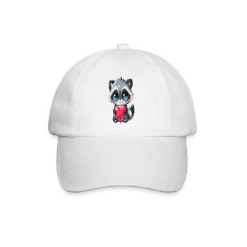 Niedlicher Waschbär mit Herz - Baseballkappe - Weiß/Weiß - Vorne