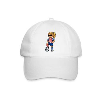 Fußball Mädchen USA Amerika Fan Amerikanisch - Baseballkappe - Weiß/Weiß - Vorne