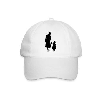 Familie Silhouette Liebe Kinder Eltern Mama Papa - Baseballkappe - Weiß/Weiß - Vorne