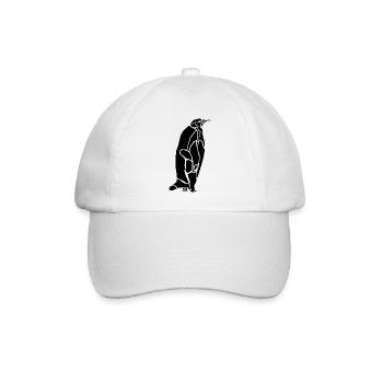 Black Graphic Penguin – Geometrisches Porträt - Baseballkappe - Weiß/Weiß - Vorne