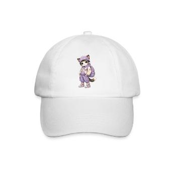 Kawaii-Katze im lila Hoodie - Baseballkappe - Weiß/Weiß - Vorne