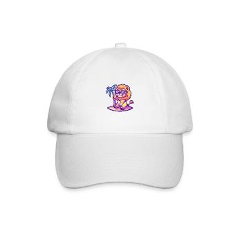 Lion Summer Beach Comic - Baseball Cap - white/white - Front