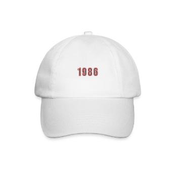 1986 Jahr Zahl - Baseballkappe - Weiß/Weiß - Vorne