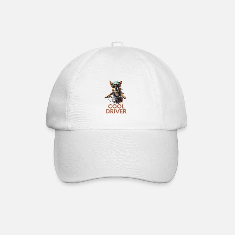 "Highway Hero" Corgi Biker - Baseball Cap - white/white