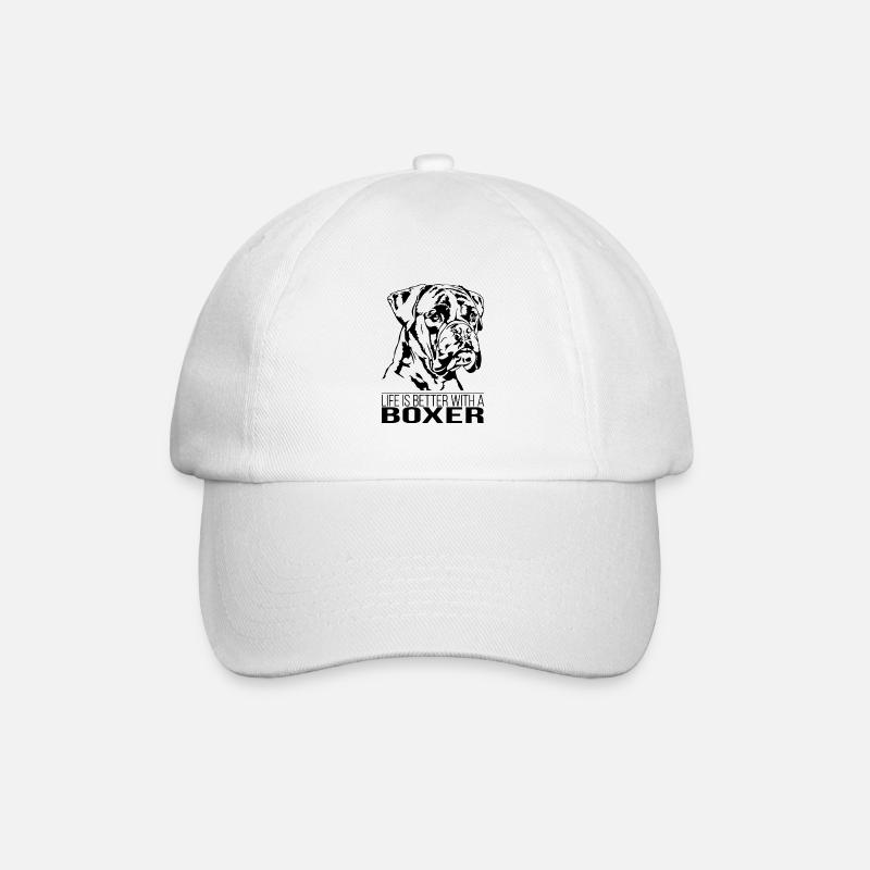 BOXER life is better Hunde Spruch Hund Wilsigns - Baseballkappe - Weiß/Weiß