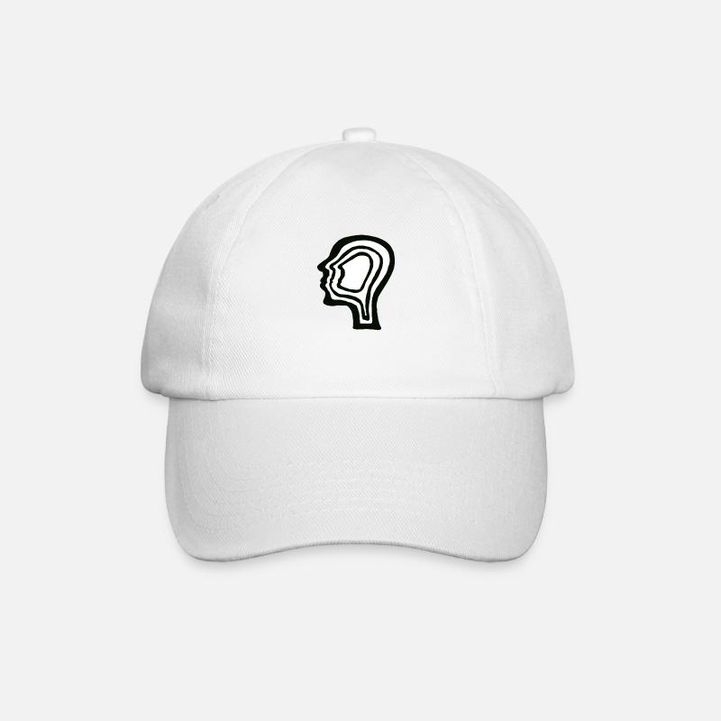 retro head in black and white - Baseballkappe - Weiß/Weiß