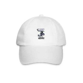 Mein Lieblings-Eishockeyspieler nennt mich Mama - Baseballkappe - Weiß/Weiß - Vorne