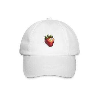 Erdbeere Pixel Gamer - Baseballkappe - Weiß/Weiß - Vorne