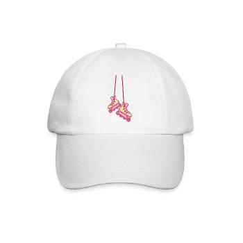 hanging rollerblades in pinks cute RETRO - Baseball Cap - white/white - Front
