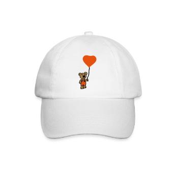 Bär mit Ballon - Baseballkappe - Weiß/Weiß - Vorne