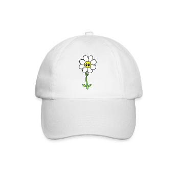 Funny daisy flower with face 70s - Baseball Cap - white/white - Front