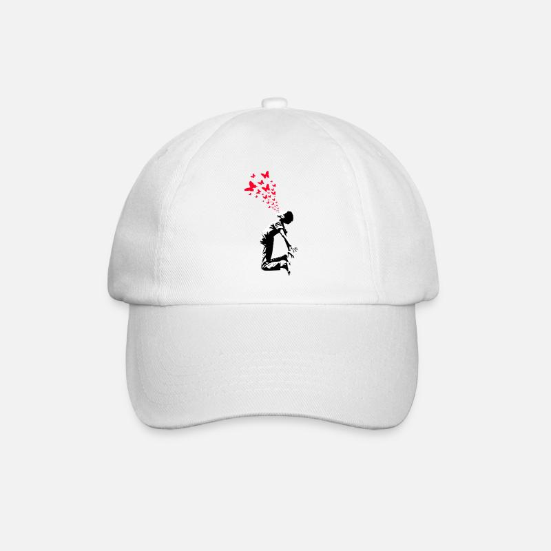 Schmetterling Junge Street Art Style - Baseballkappe - Weiß/Weiß
