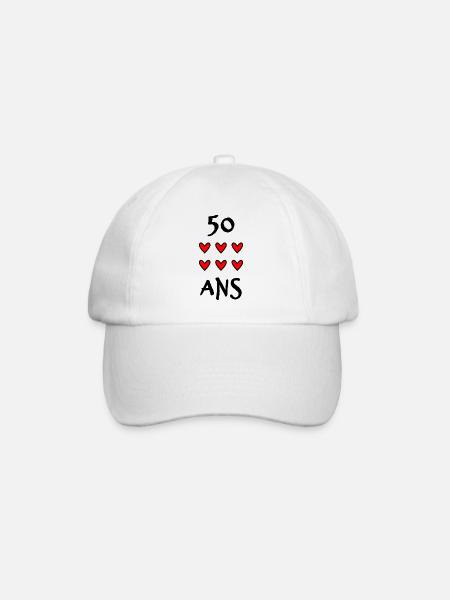 50 ANS. 50e ANNIVERSAIRE. ANNIVERSAIRE 50 ANS - Casquette classique - blanc/blanc