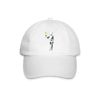 robot with flowers - Baseball Cap - white/white - Front