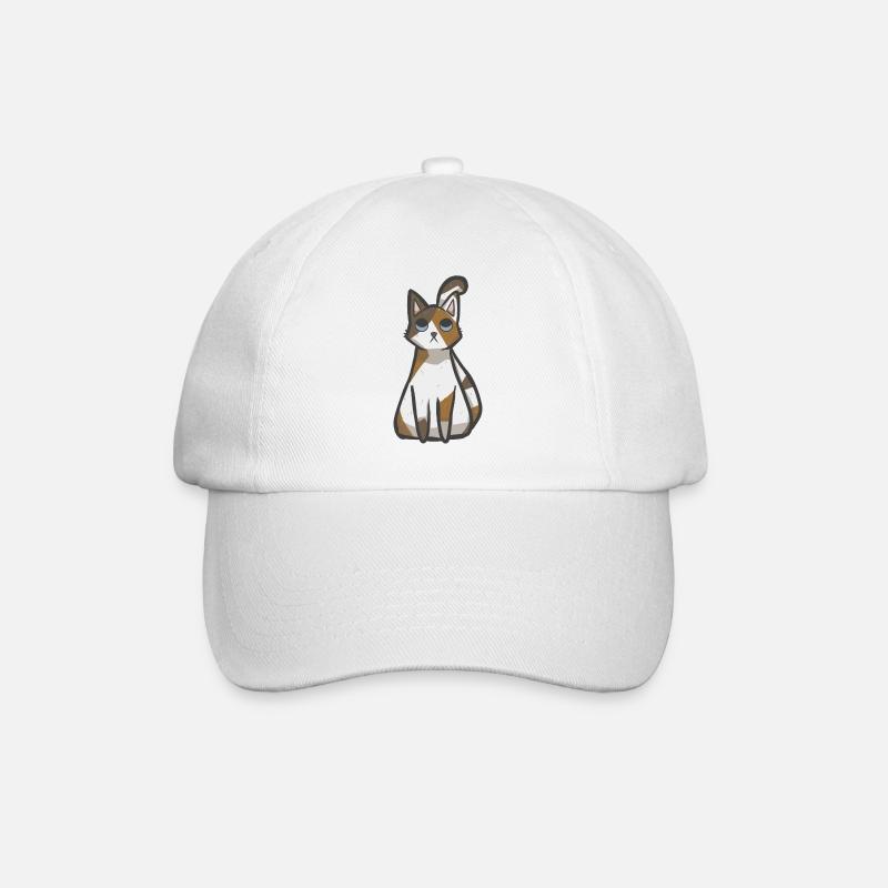 Kawaii Calico Katze - Baseballkappe - Weiß/Weiß