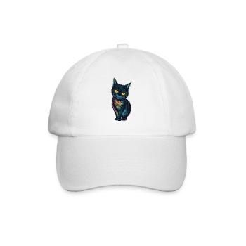 Kleine schwarze Katze - Baseballkappe - Weiß/Weiß - Vorne