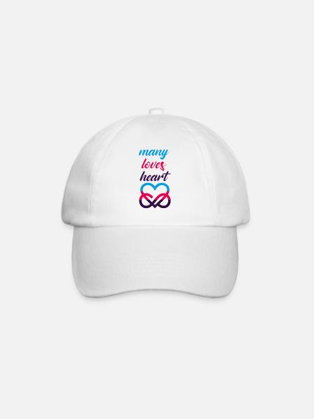 MANY LOVES HEART Polyamorie Liebe Herz - Baseballkappe - Weiß/Weiß