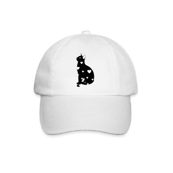 Black Cat and Hearts - Baseball Cap - white/white - Front