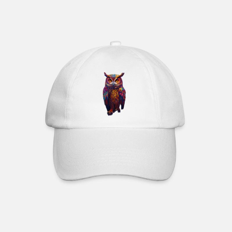 Bunte Eule - Baseballkappe - Weiß/Weiß