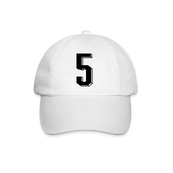 Nummer 5 - Zahl FÜNF Trikot Nummer 5 Jahre - Baseballkappe - Weiß/Weiß - Vorne