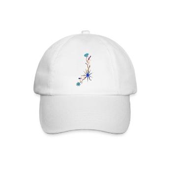 Cancer – Elegantes Sternzeichen und Blumen - Baseballkappe - Weiß/Weiß - Vorne