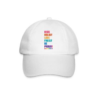 LGBTQ Pride Month - Mutig küssen, frei lieben - Baseballkappe - Weiß/Weiß - Vorne