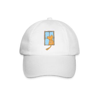 Cat at the window - Baseball Cap - white/white - Front