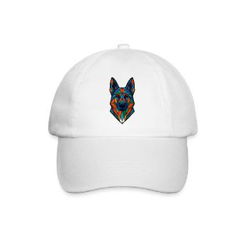 Geometrischer Deutscher Schäferhund – Bunter Hund A - Baseballkappe - Weiß/Weiß - Vorne