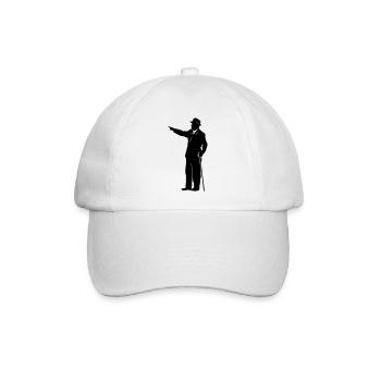 Gentleman Silhouette mit Stock - Baseballkappe - Weiß/Weiß - Vorne