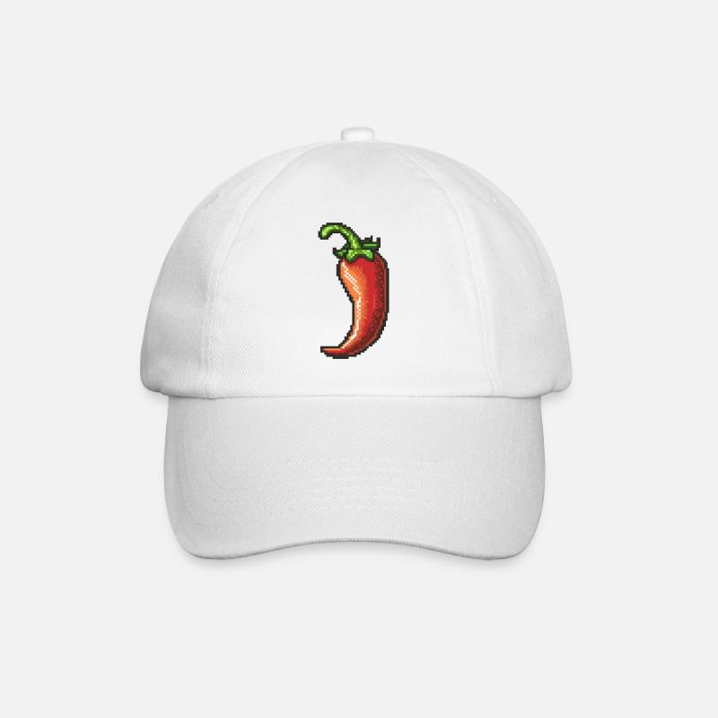 Pixel Chili Pepper Retro Glanz - Baseballkappe - Weiß/Weiß