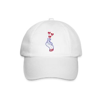 USA Love Hand – Patriotic Heart & Freedom Design - Baseballkappe - Weiß/Weiß - Vorne