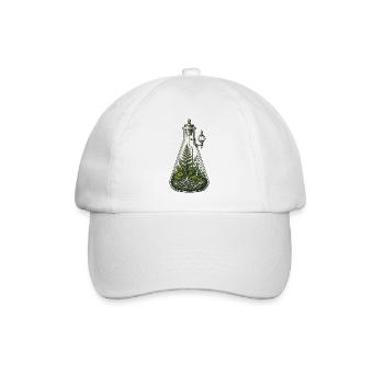 Botanical Beaker Terrarium Science Illustration - Baseball Cap - white/white - Front