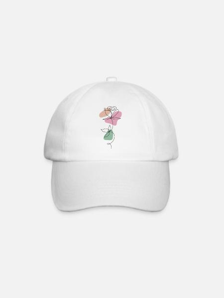 Lineart Rose Pastel - Baseball Cap - white/white