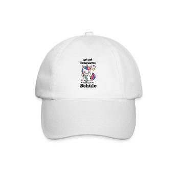 Schulkind Einhorn (bunt/schwarz) - Baseballkappe - Weiß/Weiß - Vorne
