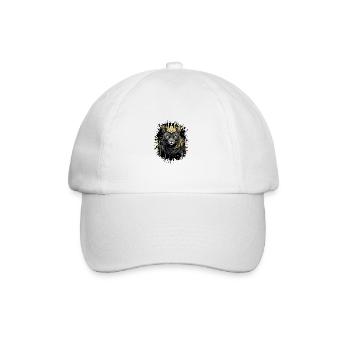 Katze Symbol Kopf Porträt Krone - Baseballkappe - Weiß/Weiß - Vorne
