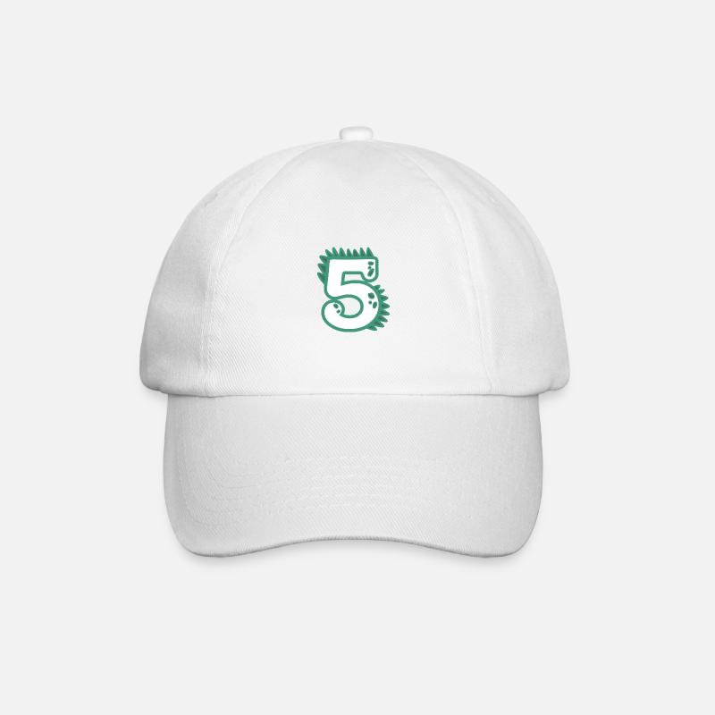 Zahl 5 - Baseballkappe - Weiß/Weiß