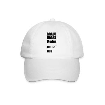 Graue-Haare-Modus AN Geschenk - Baseballkappe - Weiß/Weiß - Vorne