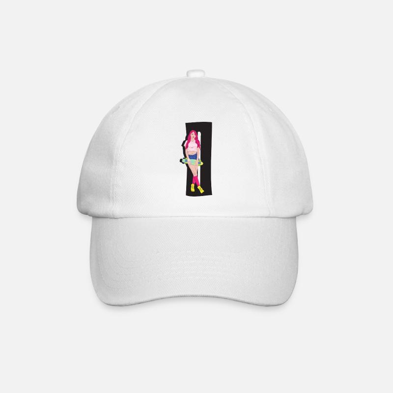 Skateboard redhead skater skateboard skateboard - Baseball Cap - white/white