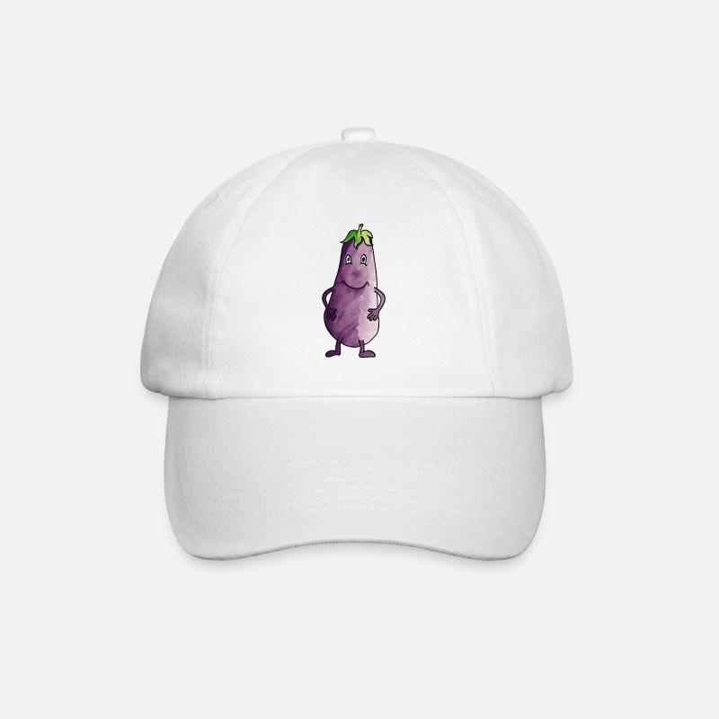 eggplant - Baseball Cap - white/white