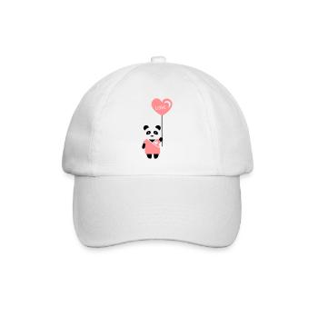 Pärchenshirt "Panda" Mädchen - Baseballkappe - Weiß/Weiß - Vorne