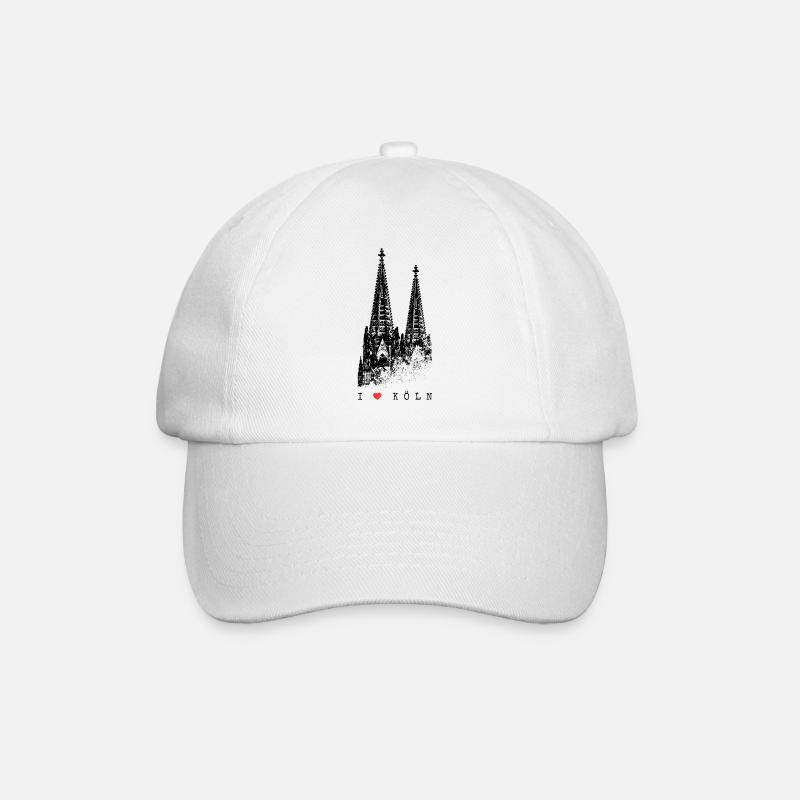 I Love Köln Cologne Skyline Kölner Dom Silhouette - Baseballkappe - Weiß/Weiß