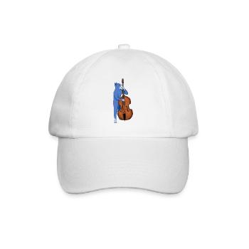 CAT PLAYING A DOUBLE BASS – BAD ASS BASS CAT - Baseball Cap - white/white - Front