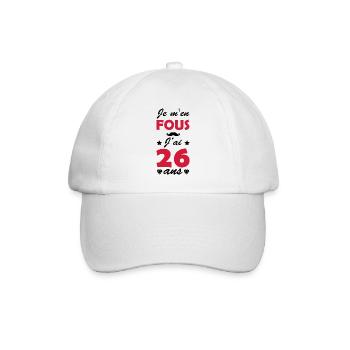 Je m'en fous j'ai 26 ans / humour anniversaire 26 - Casquette classique - blanc/blanc - Devant