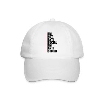 not antisocial anti stupid - Baseballkappe - Weiß/Weiß - Vorne