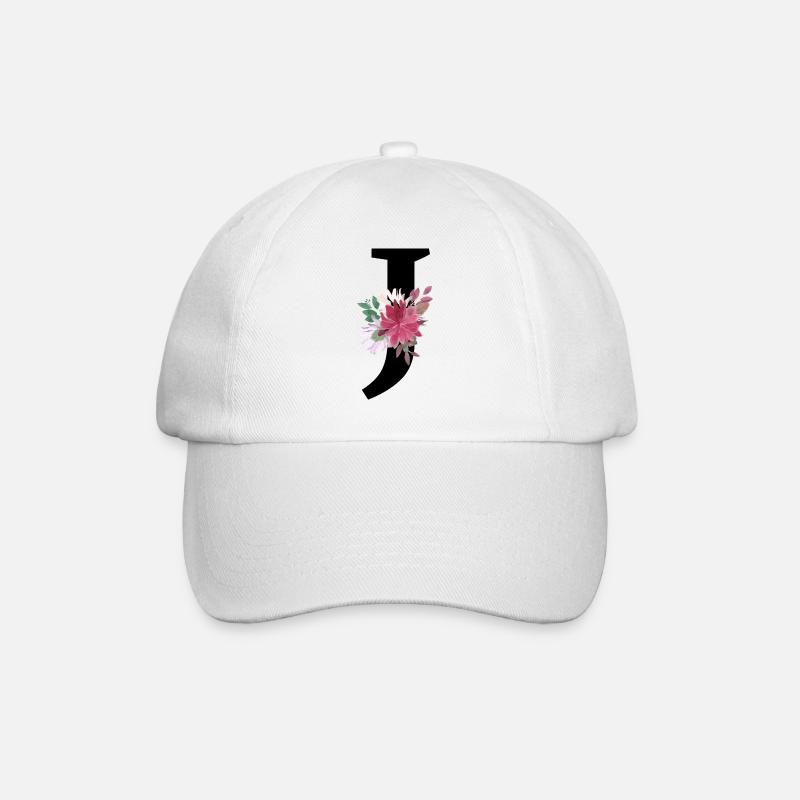 Buchstabe j blumig - Baseballkappe - Weiß/Weiß