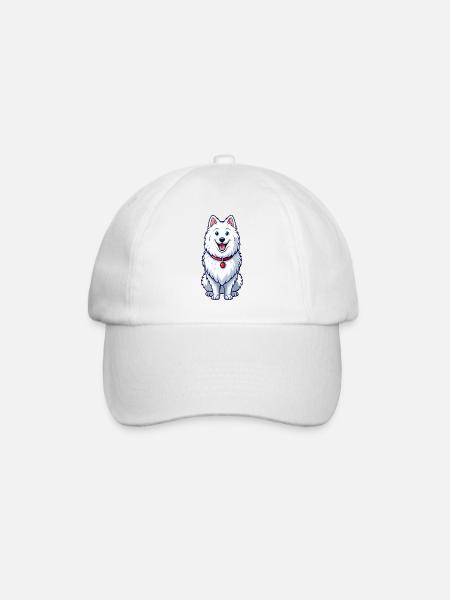 Happy Grinning Samoyed - Baseball Cap - white/white