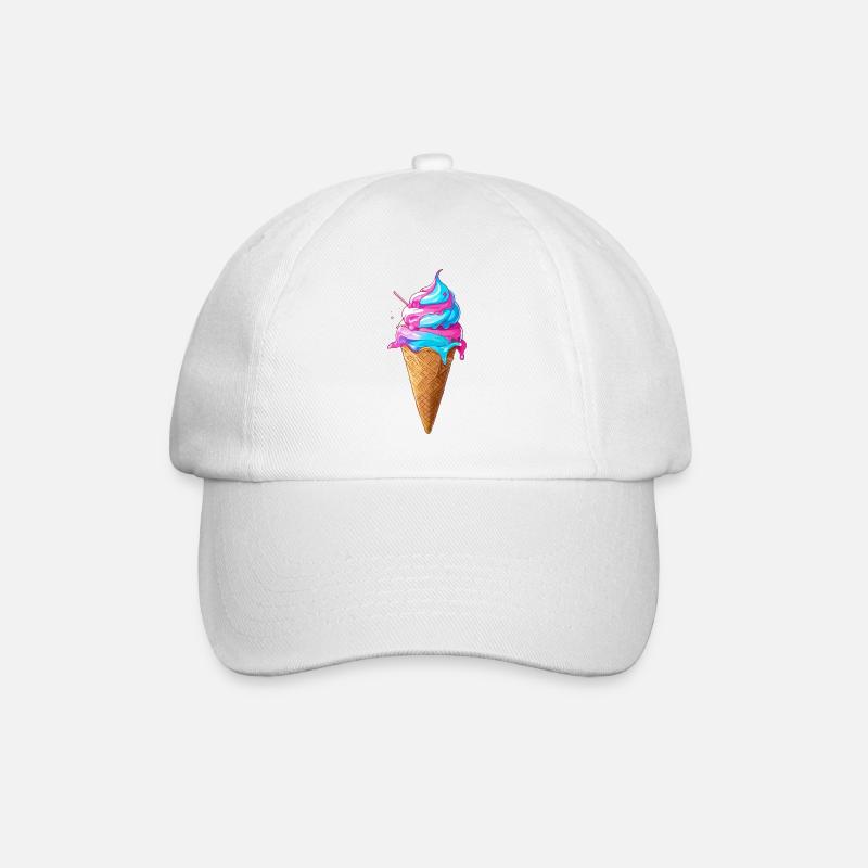 Lecker Eiscreme | Synthwave Eistüte - Baseballkappe - Weiß/Weiß