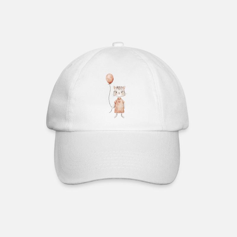 Süße Katze mit Luftballon - Baseballkappe - Weiß/Weiß