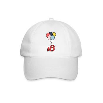 18. 18 YEARS OLD. 18th ANNIVERSARY. 18 BIRTHDAY. - Baseball Cap - white/white - Front