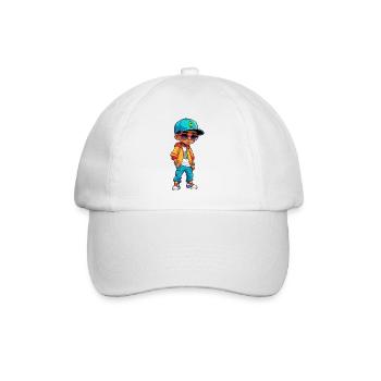 Vibrant Streetwear Cartoon Boy Design - Baseball Cap - white/white - Front